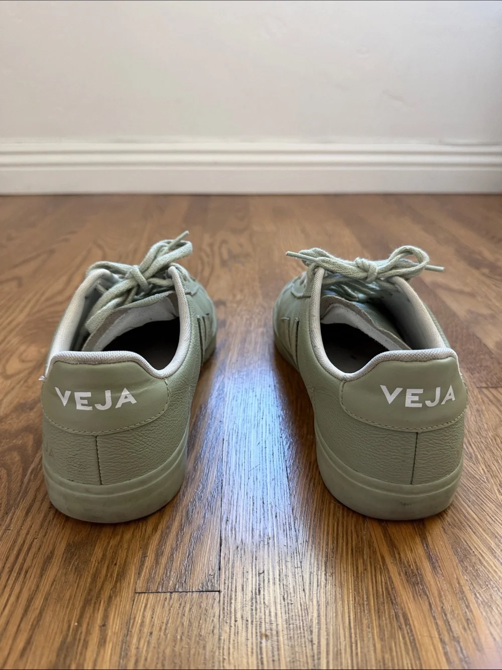 Veja Mint Green Leather Sneakers